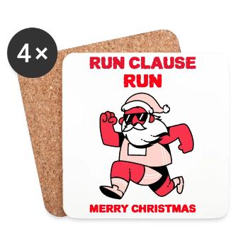 Run, Clause, Run – Christmas Design - Coasters (set of 4) - white - Front