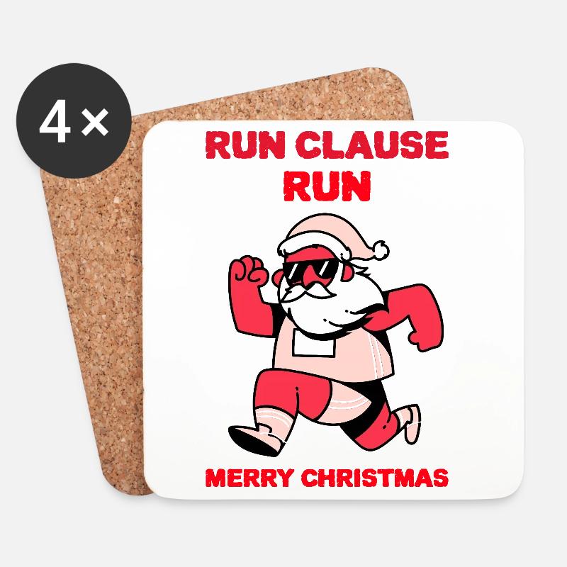 Courir, Clause, Courir – Design de Noël - Dessous de verre (lot de 4) - blanc