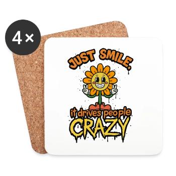 Just Smile It Drives People Crazy – Graffiti Style - Untersetzer (4er-Set) - Weiß - Vorne