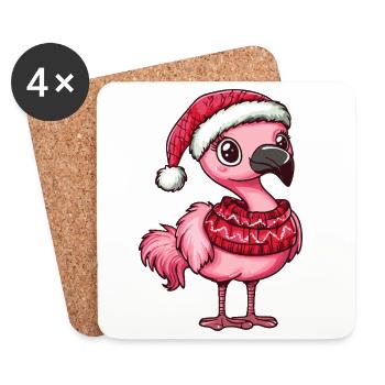 Flamingo Christmas - Coasters (set of 4) - white - Front