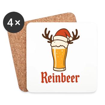 Reinbeer Rentier Bier Weihnachten - Untersetzer (4er-Set) - Weiß - Vorne
