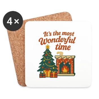 Merveilleux Noël au coin du feu - Dessous de verre (lot de 4) - blanc - Devant