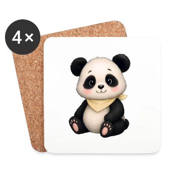 Kuschelpanda mit Halstuch - Untersetzer (4er-Set) - Weiß - Vorne