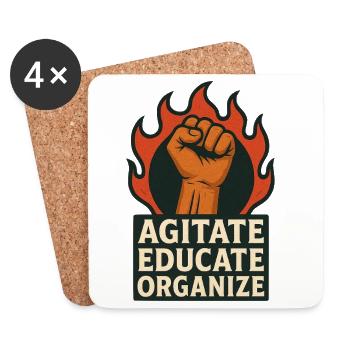 Agitate Educate Organize - Untersetzer (4er-Set) - Weiß - Vorne