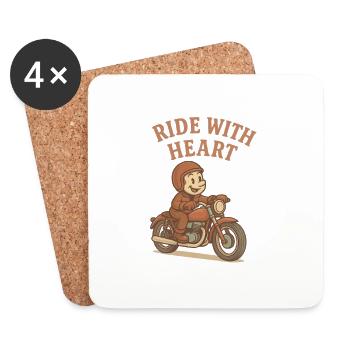 Ride With Heart Moto - Coasters (set of 4) - white - Front