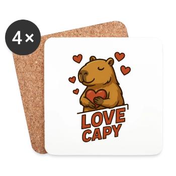Love Capy – Cute Capybara Heart Shirt 💖
 - Untersetzer (4er-Set) - Weiß - Vorne