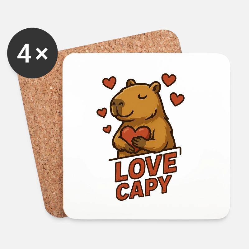 Love Capy – Cute Capybara Heart Shirt 💖
 - Untersetzer (4er-Set) - Weiß