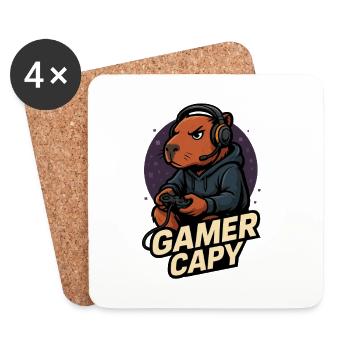 Gamer Capy - Joueur 🎮 Capybara mignon - Dessous de verre (lot de 4) - blanc - Devant