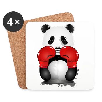 Boxing Panda - Motif animalier de style graffiti amusant - Dessous de verre (lot de 4) - blanc - Devant
