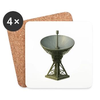 Antenne parabolique rétro motif vintage - Dessous de verre (lot de 4) - blanc - Devant