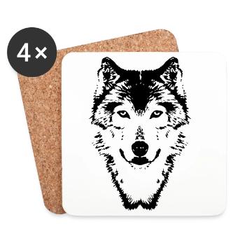 115304478_146018034_wolf - Coasters (set of 4) - white - Front