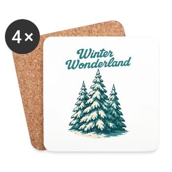 Winter Wonderland Fir Trees - Coasters (set of 4) - white - Front