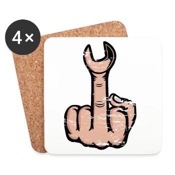 Middle Finger Stinky Finger Wrench - Coasters (set of 4) - white - Front