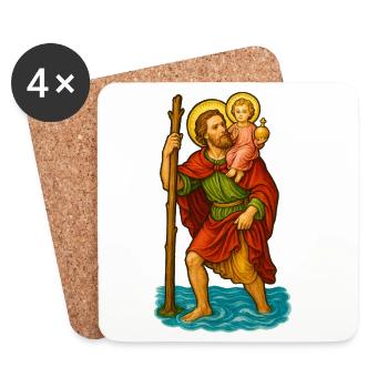 Christophorus | Holy Father with Child Icon Style - Coasters (set of 4) - white - Front