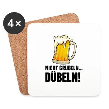 Nicht grübeln...dübeln!  - lustiger Bier Spruch - Untersetzer (4er-Set) - Weiß - Vorne
