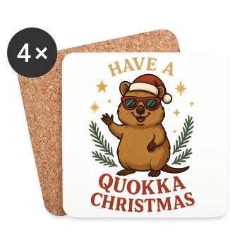 Passez un Noël Quokka - Dessous de verre (lot de 4) - blanc - Devant