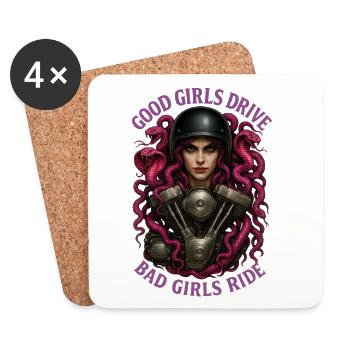 Bad Girls Ride – Mécanique de dreadlocks roses - Dessous de verre (lot de 4) - blanc - Devant