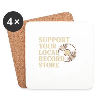 Support Local Record Store Vinyl Tee - Coasters (set of 4) - white - Front