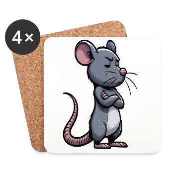 rat, rats, propriétaire de rat, amoureux des rats, rongeur - Dessous de verre (lot de 4) - blanc - Devant
