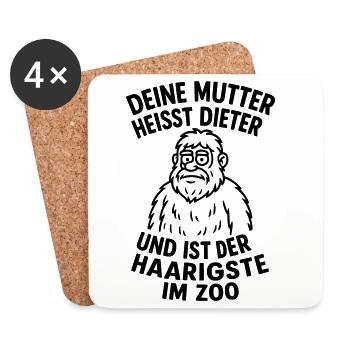 deine mudda dieter haarig - Untersetzer (4er-Set) - Weiß - Vorne