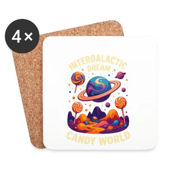 bonbon galaxie sucette planète spatiale - Dessous de verre (lot de 4) - blanc - Devant