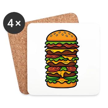 Burger grand XXL - Dessous de verre (lot de 4) - blanc - Devant