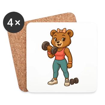 Cute Fitness Teddy Bear – Strong & Sweet Gym Girl  - Untersetzer (4er-Set) - Weiß - Vorne