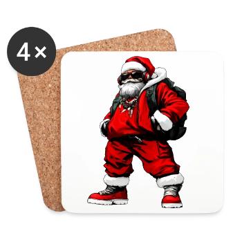 Rapper Weihnachtsmann - Untersetzer (4er-Set) - Weiß - Vorne