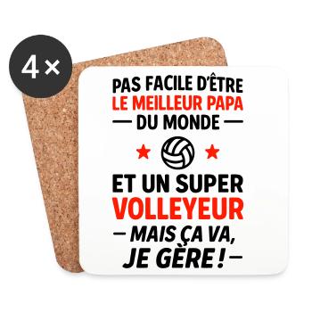 Volleyball – Super Papa Volleyeur - Dessous de verre (lot de 4) - blanc - Devant
