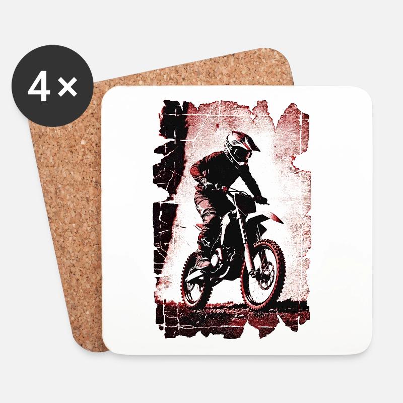 01_Motocross_Vintage_Sprung - Untersetzer (4er-Set) - Weiß