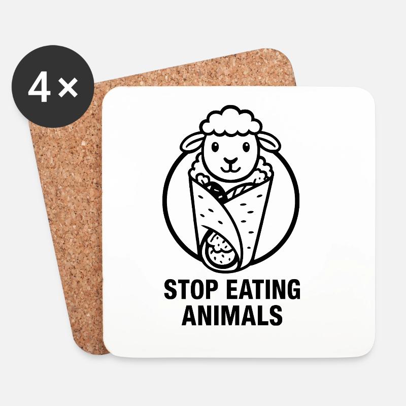 Stop eating animals | Döner-Lamm - Untersetzer (4er-Set) - Weiß