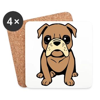 T-shirt Bulldog Dog Cadeau de Noël - Dessous de verre (lot de 4) - blanc - Devant