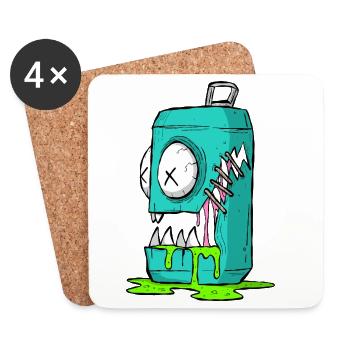 Monster Dose Cartoon Comic - Untersetzer (4er-Set) - Weiß - Vorne