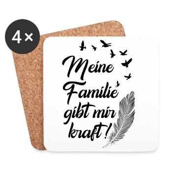 Ma famille me donne du pouvoir / Expression familiale - Dessous de verre (lot de 4) - blanc - Devant