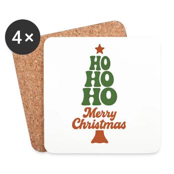 Ho Ho Ho Christmas Tree - Coasters (set of 4) - white - Front