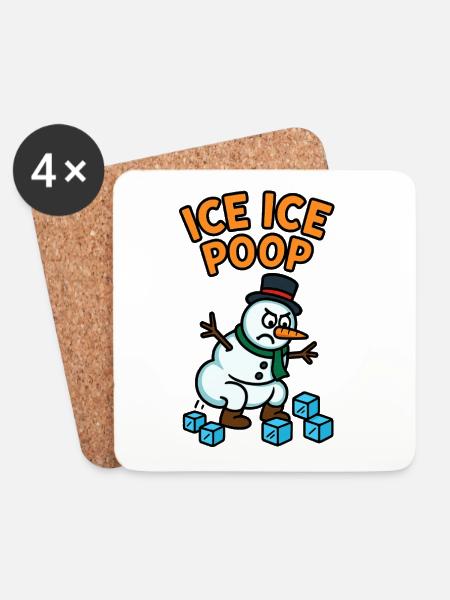 schneemann eiswürfel kinder witzig pups - Dessous de verre (lot de 4) - blanc