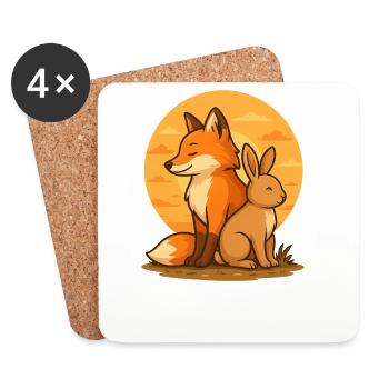 Fuchs und Hase - Untersetzer (4er-Set) - Weiß - Vorne