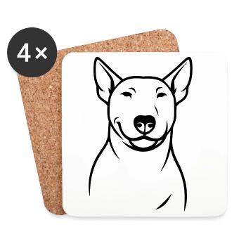 Stilisierter Bullterrier Silhouette - Untersetzer (4er-Set) - Weiß - Vorne