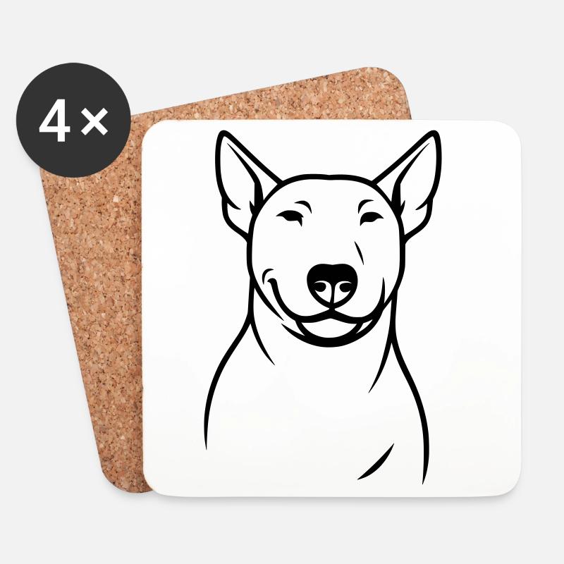 Stylized Bull Terrier Silhouette - Coasters (set of 4) - white