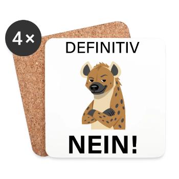 Selbstbewusste Hyäne Cartoon. Definitiv NEIN! - Untersetzer (4er-Set) - Weiß - Vorne
