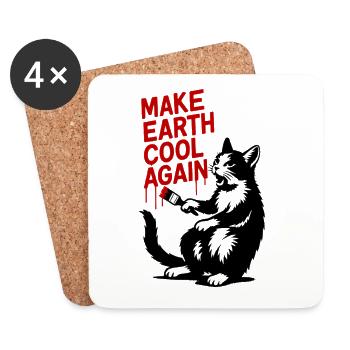 Make Earth Cool Again Wolf Print - Dessous de verre (lot de 4) - blanc - Devant