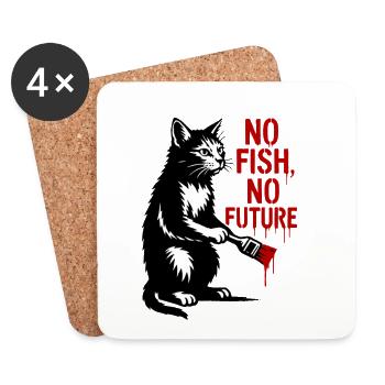 No Fish No Future Katze Graffiti - Untersetzer (4er-Set) - Weiß - Vorne