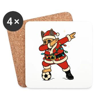 Football de football du Père Noël Shepherd - Dessous de verre (lot de 4) - blanc - Devant