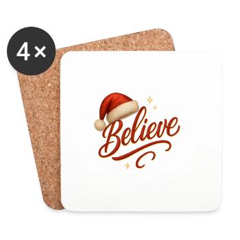 Chapeau de Noël Joyeux Noël - Dessous de verre (lot de 4) - blanc - Devant