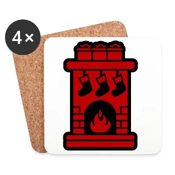 Cheminée de Noël Cheminée de Noël - Dessous de verre (lot de 4) - blanc - Devant