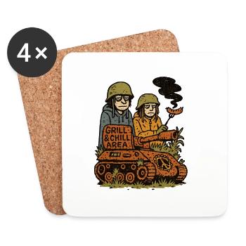Grill & Chill Battalion - Untersetzer (4er-Set) - Weiß - Vorne