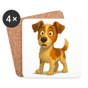Jack Russell Terrier émerveillé - Dessous de verre (lot de 4) - blanc - Devant