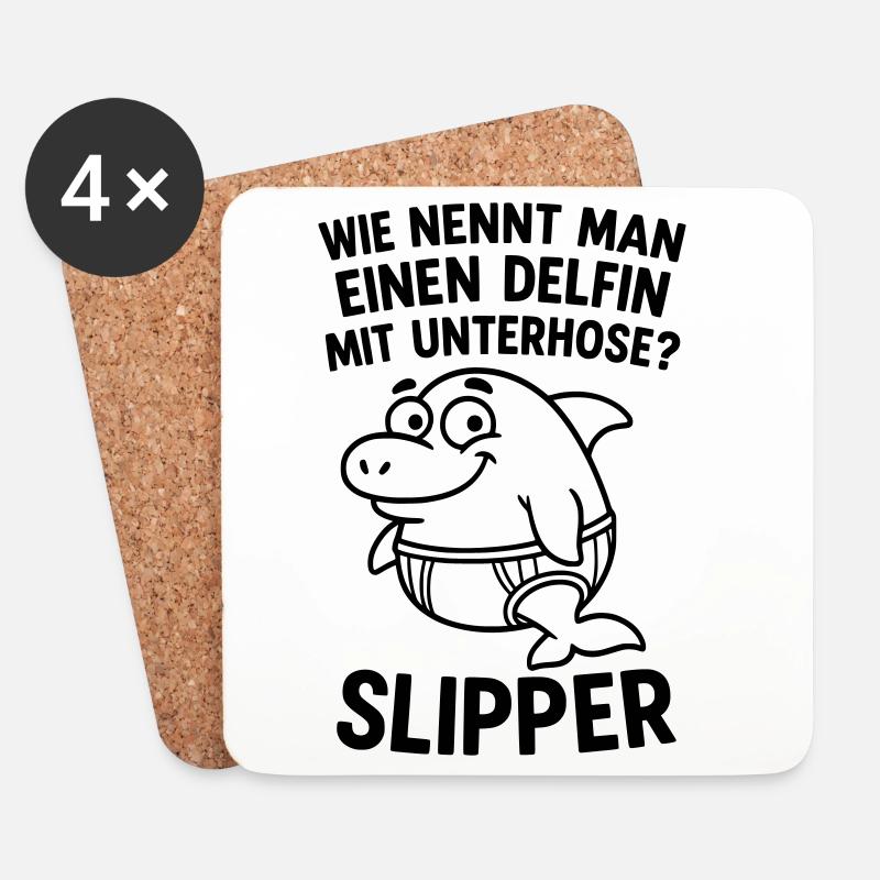 slipper delfin unterhose witz - Untersetzer (4er-Set) - Weiß