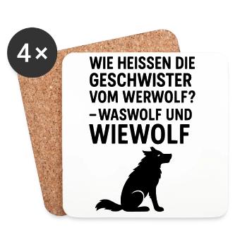 werwolf witziger spruch kinder grundschule - Untersetzer (4er-Set) - Weiß - Vorne