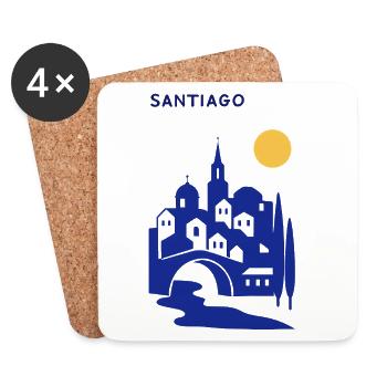 Santiago silhouette in the evening - Coasters (set of 4) - white - Front